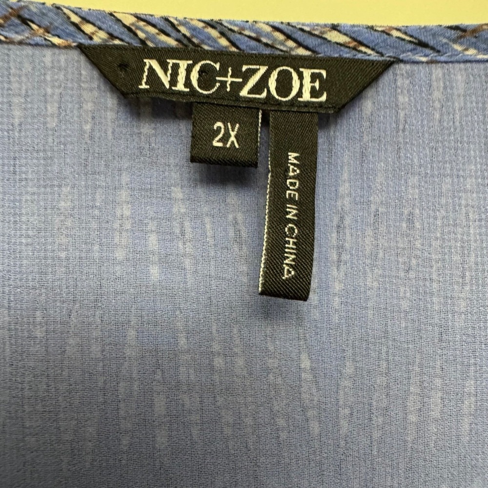Nic+Zoe NWT Blouse 2X V Neck Long Sleeve Tunic Top‎ Purple Blue Office Career - Picture 3 of 7